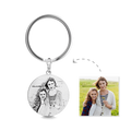 Round Photo Engraved Tag Key Chain Stainless Steel