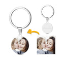 Round Tag Photo Key Chain With Engraving Stainless Steel