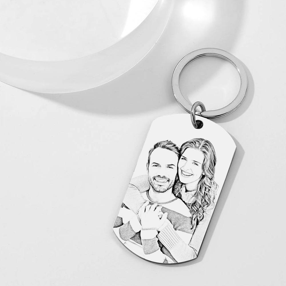 Scannable Custom Music Code Keychain Engraved Music Song Photo Keychain Gifts for Him