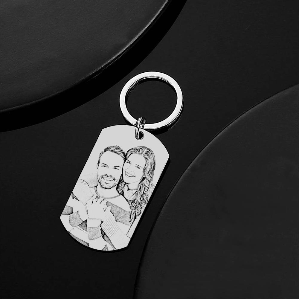 Scannable Custom Music Code Keychain Engraved Music Song Photo Keychain Gifts for Him