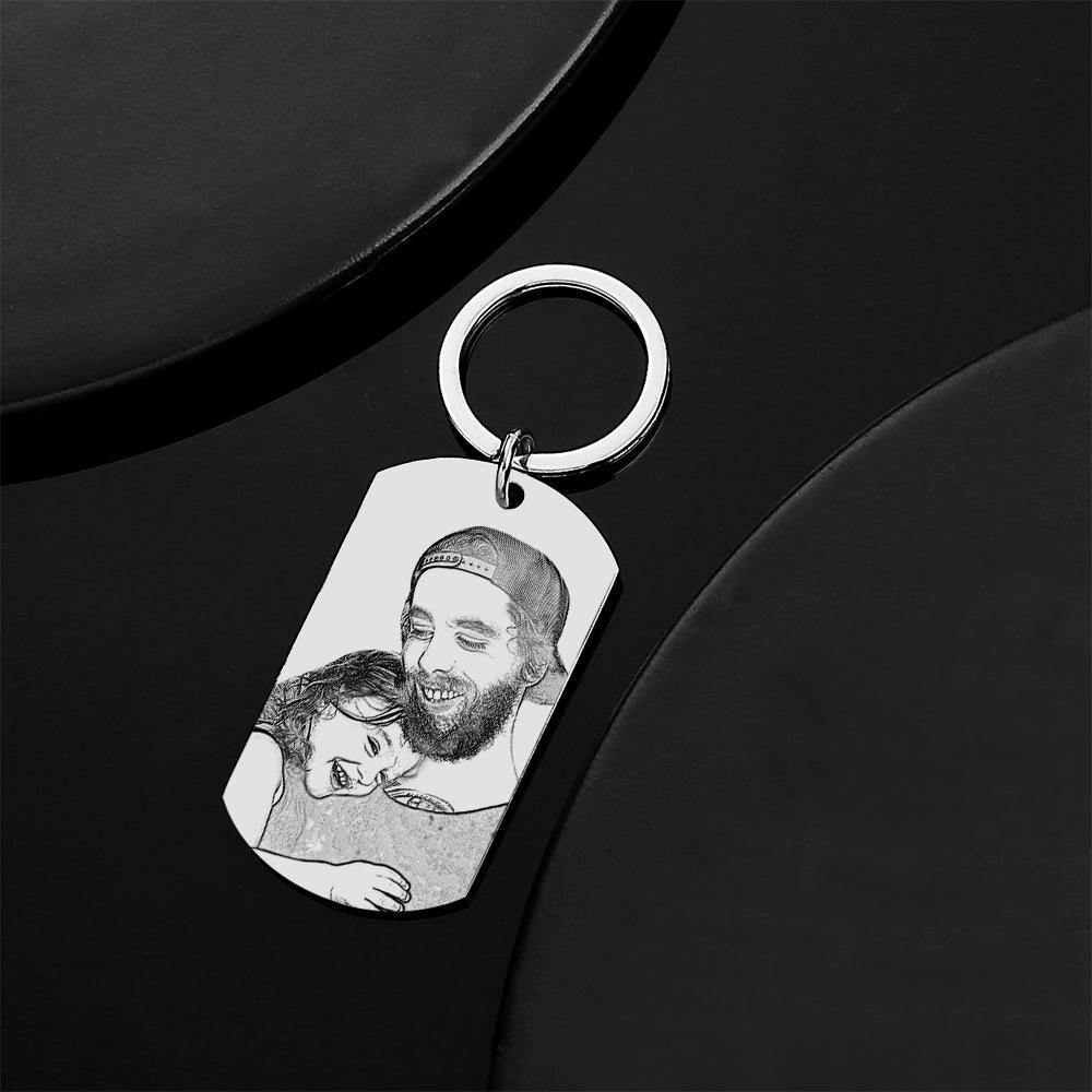 Custom Photo Tag Keychain Remember I love You DAD Gifts for Father's Day