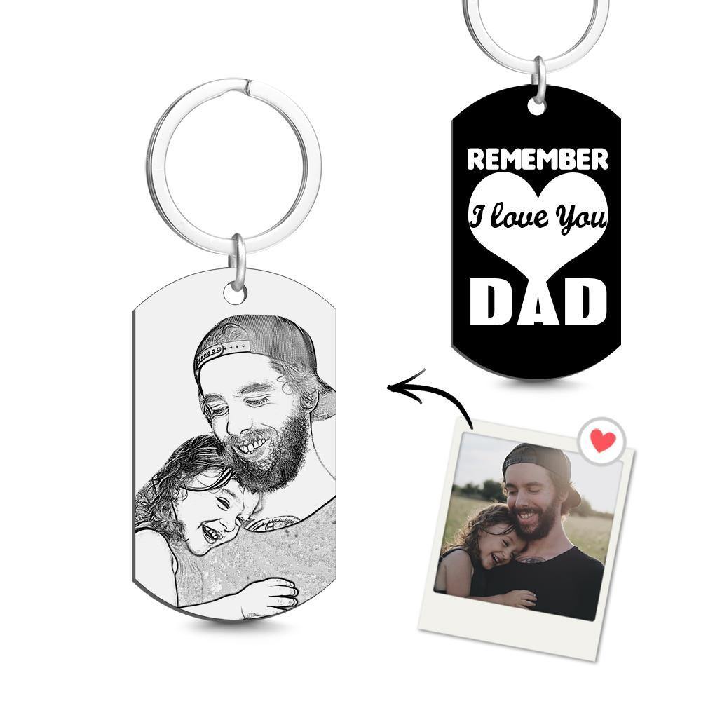 Custom Photo Tag Keychain Remember I love You DAD Gifts for Father's Day