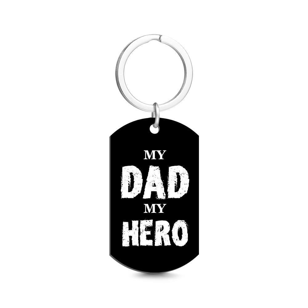Photo Tag Keychain MY DAD MY HERO Gifts for Dad