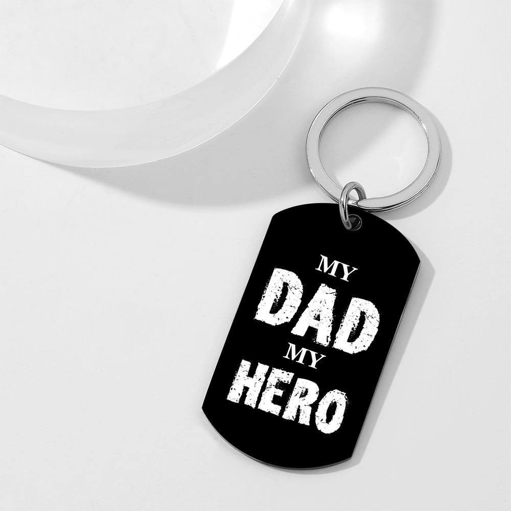 Photo Tag Keychain MY DAD MY HERO Gifts for Dad