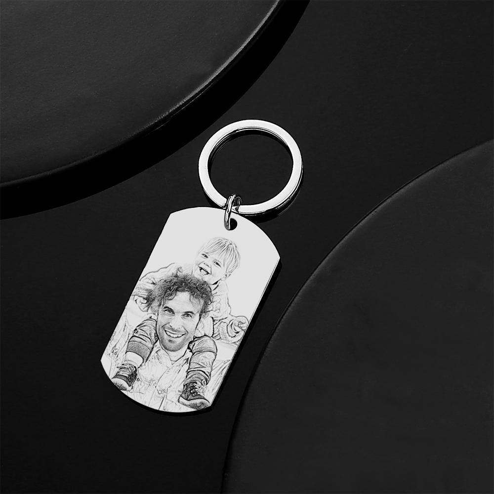 Custom Photo Tag Keychain Remember I love You DAD Gifts for Father's Day