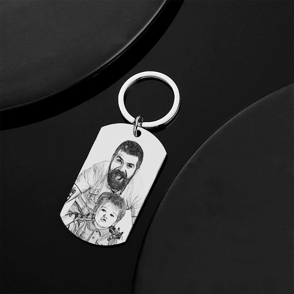 Photo Tag Keychain Keepsake Gifts for Father