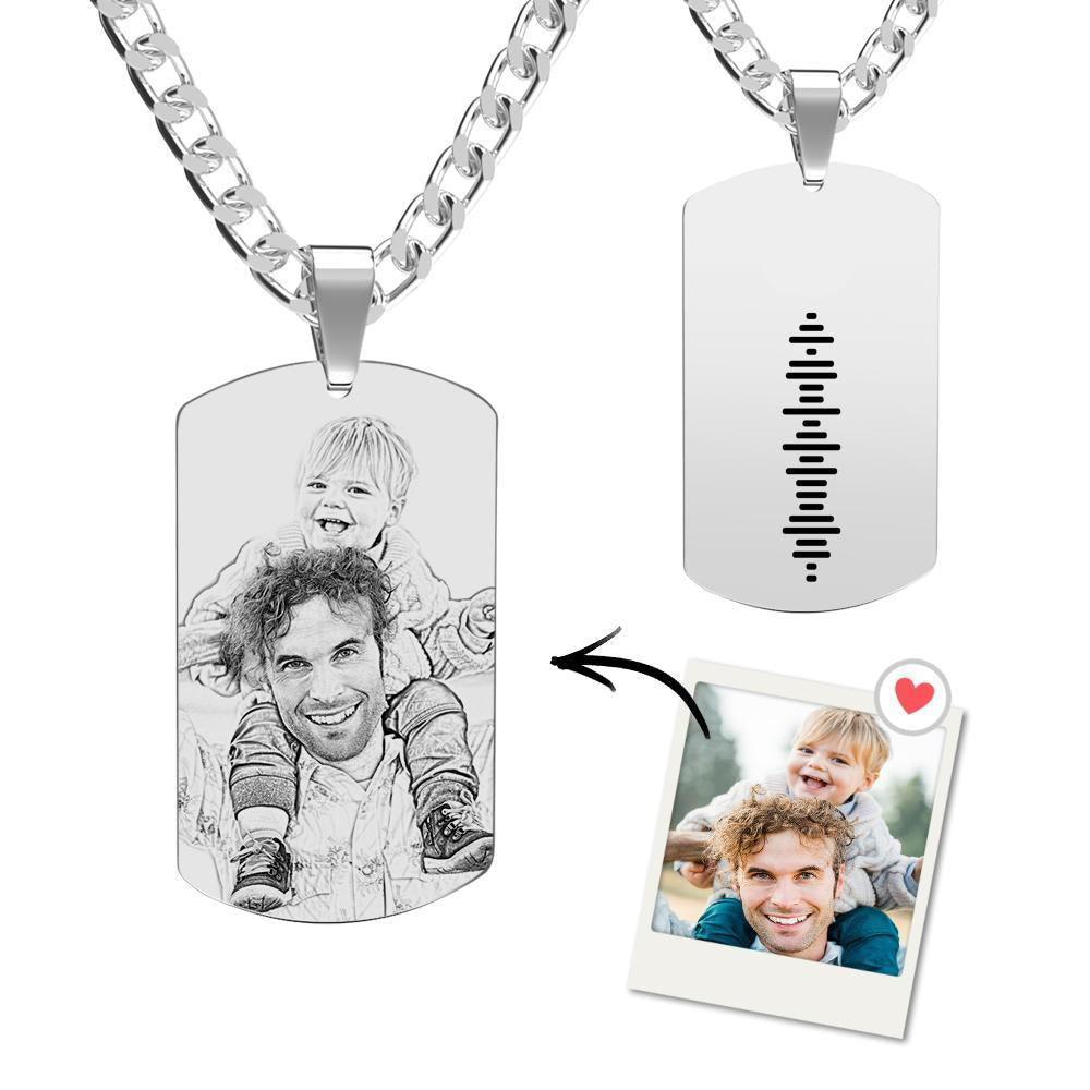 Scannable Music Code Necklace Tag Engraved Necklace Gifts for Boyfriend/Husband