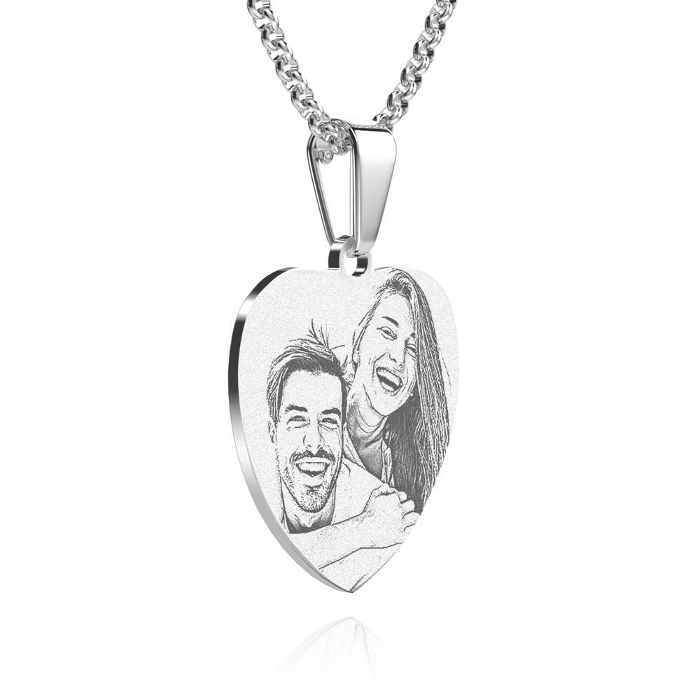 Christmas Gifts Women S Heart Photo Engraved Tag Necklace With Engraving Stainless Steel