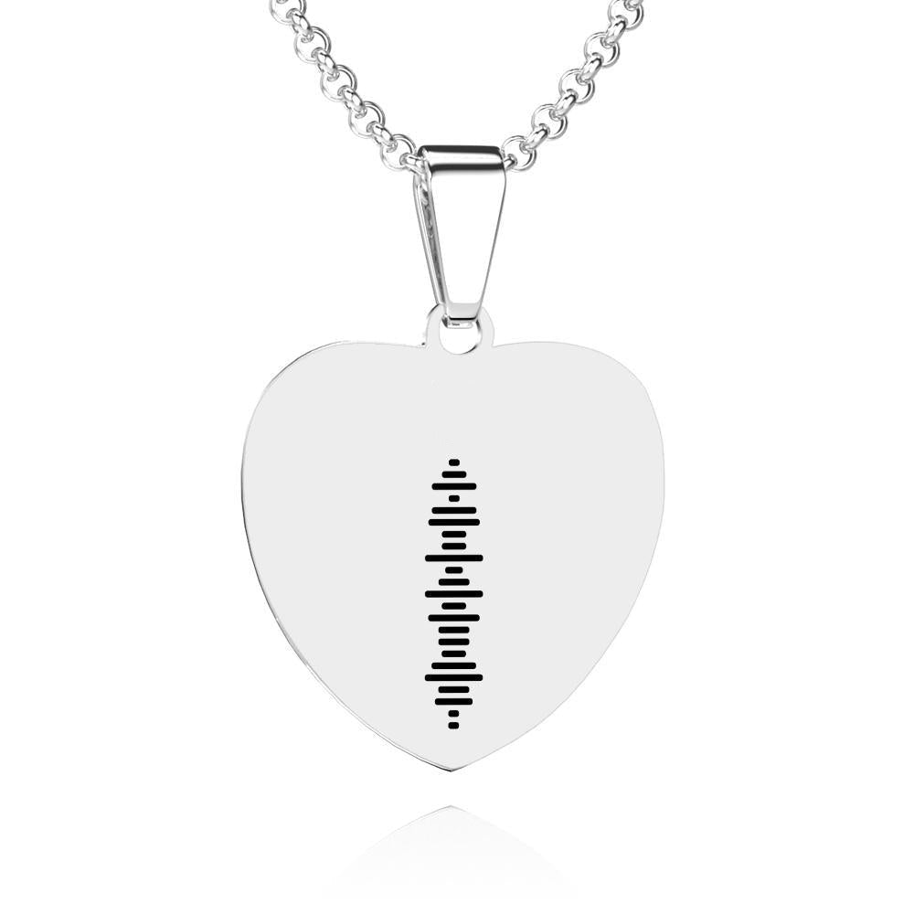 Scannable Music Code Necklace Engraved Heart Tag Necklace Custom Music Song Necklace Gifts for Girlfriend
