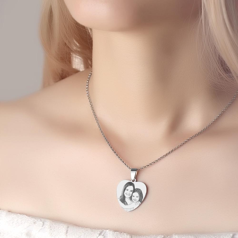 Scannable Music Code Necklace Engraved Heart Tag Necklace Custom Music Song Necklace Gifts for Girlfriend