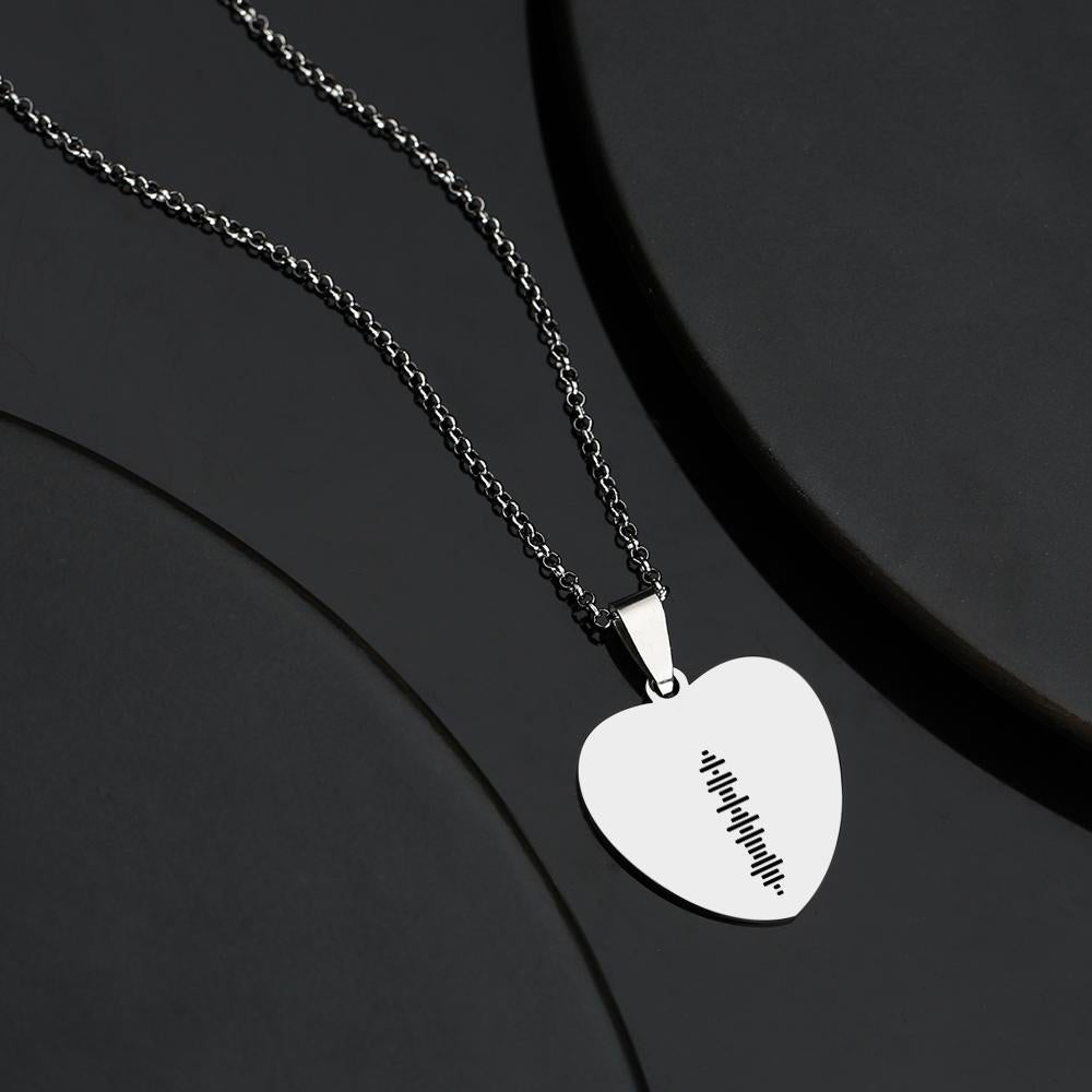 Scannable Music Code Necklace Engraved Heart Tag Necklace Custom Music Song Necklace Gifts for Girlfriend