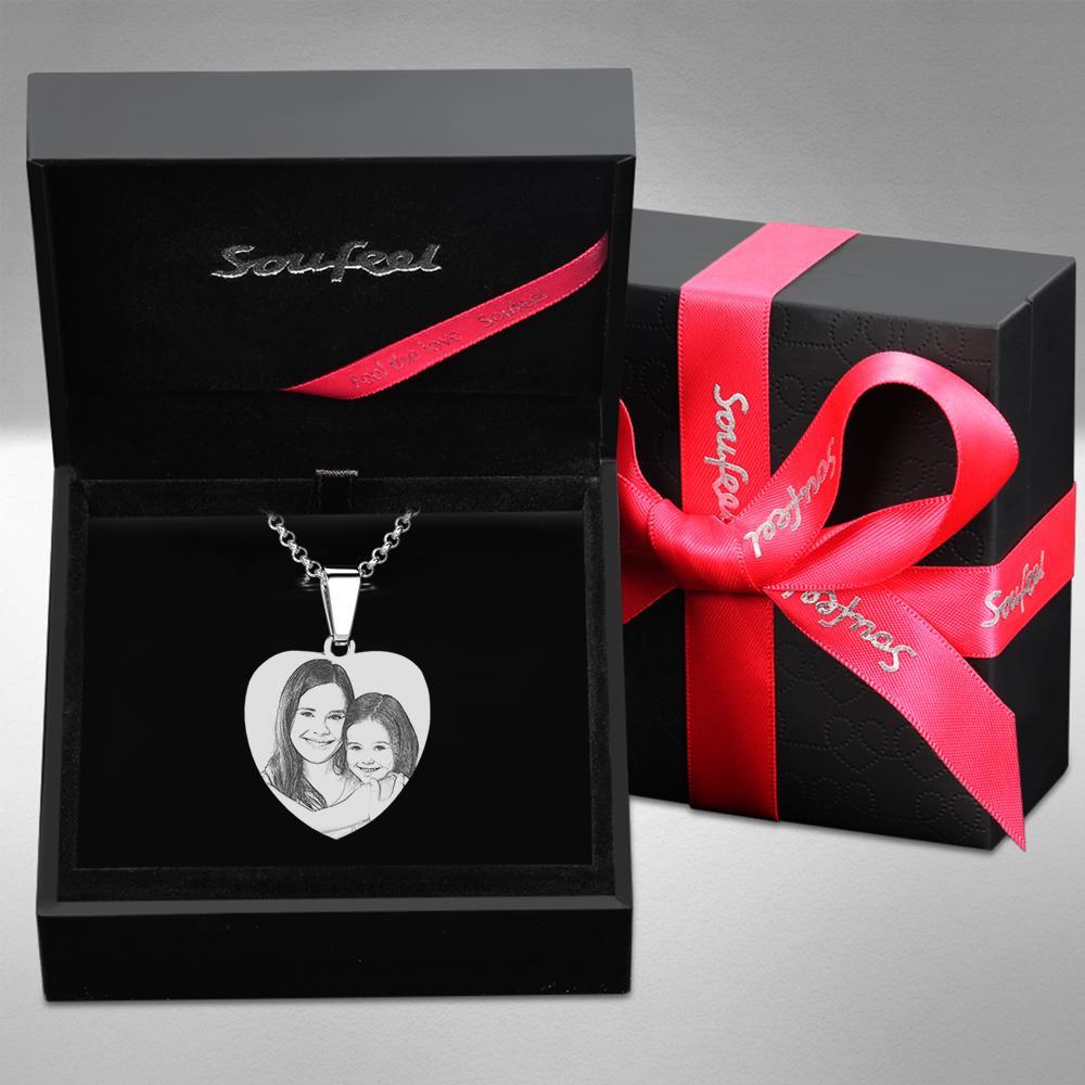 Scannable Music Code Necklace Engraved Heart Tag Necklace Custom Music Song Necklace Gifts for Girlfriend