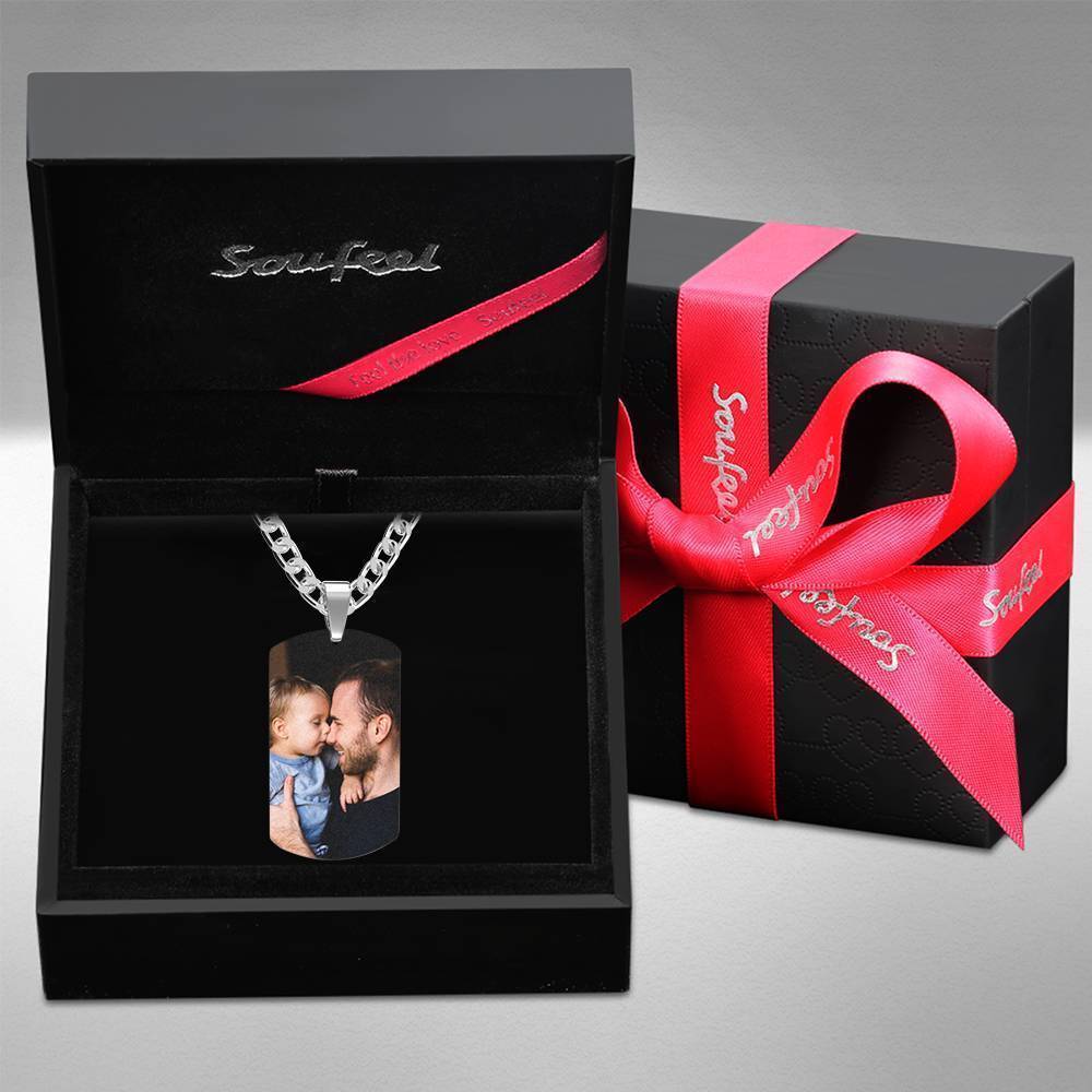 Men's Photo Tag Necklace With Engraving Stainless Steel Christmas Gifts