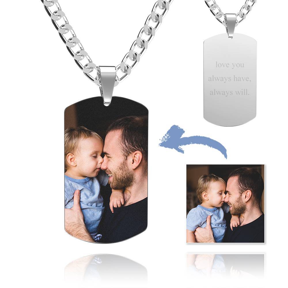 Men's Photo Tag Necklace With Engraving Stainless Steel Christmas Gifts