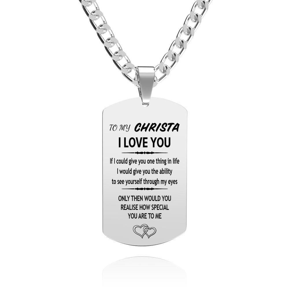 Engraving Tag Necklace Photo Necklace Gift for Girlfriend Anniversary Unique Design Gifts