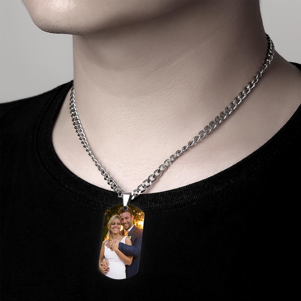 Engraving Tag Necklace Photo Necklace Gift for Girlfriend Anniversary Unique Design Gifts