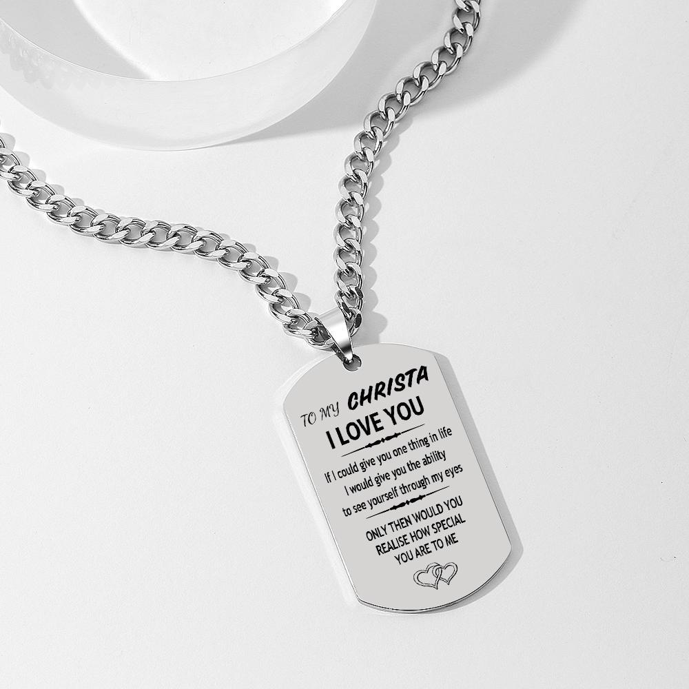 Engraving Tag Necklace Photo Necklace Gift for Girlfriend Anniversary Unique Design Gifts