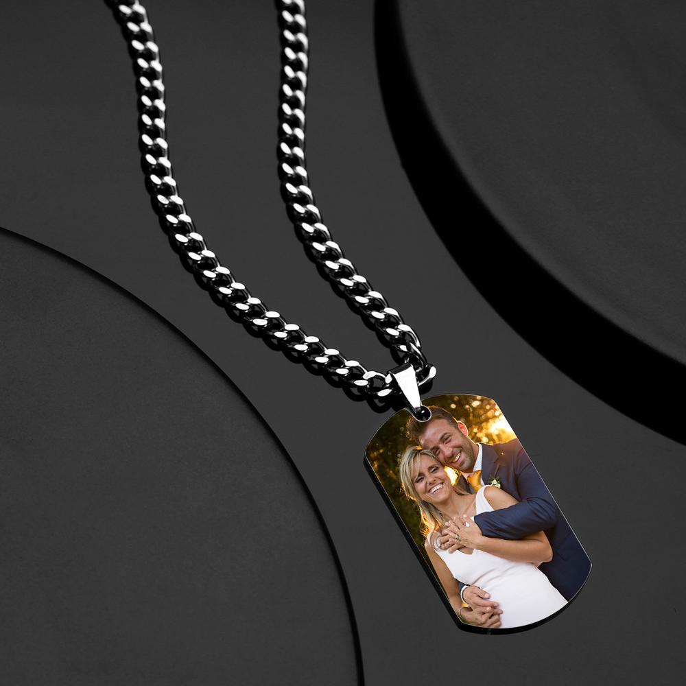 Engraving Tag Necklace Photo Necklace Gift for Girlfriend Anniversary Unique Design Gifts