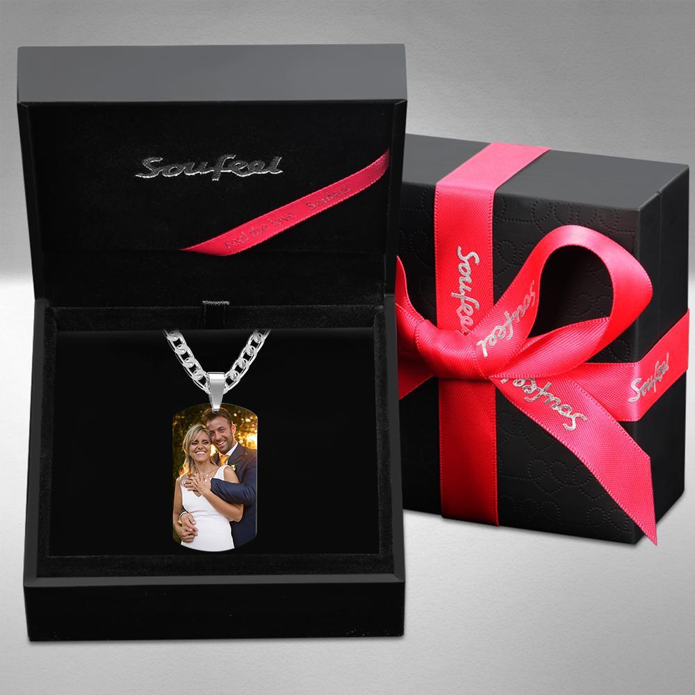 Engraving Tag Necklace Photo Necklace Gift for Girlfriend Anniversary Unique Design Gifts