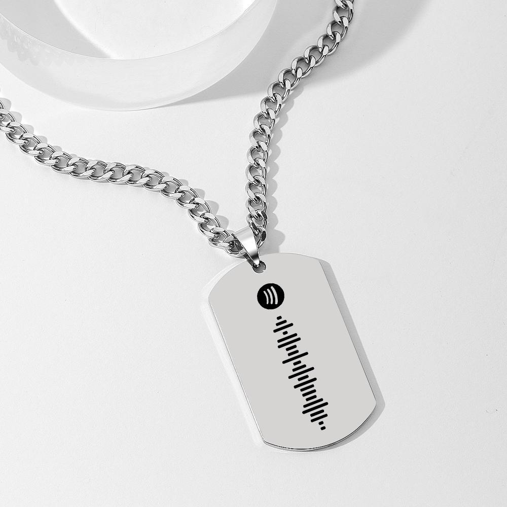 Scannable Spotify Code Necklace Tag Engraved Necklace Gifts for Boyfriend/Husband