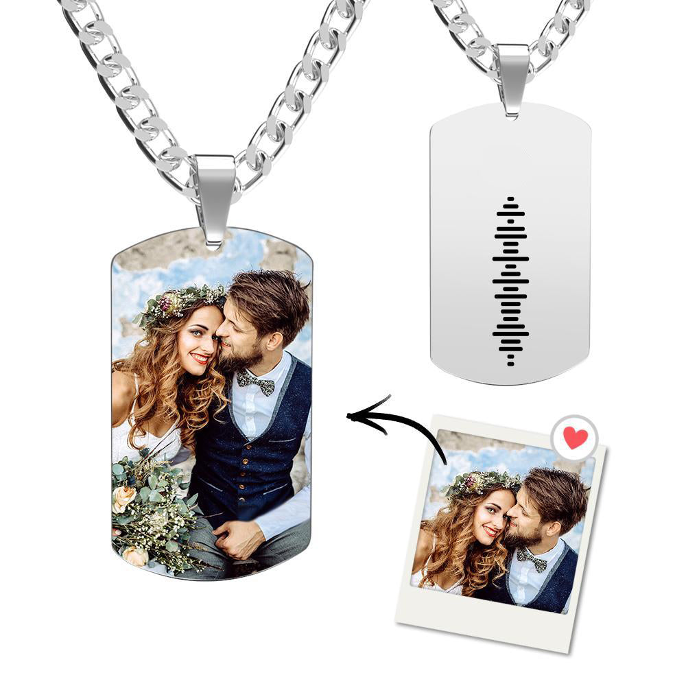 Scannable Music Code Necklace Tag Engraved Necklace Gifts for Him