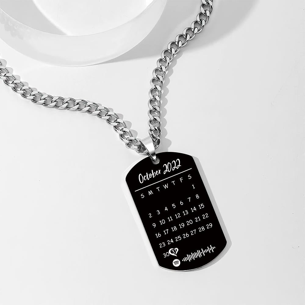Custom Engraved Spotify Photo Necklace with Custom Calendar Perfect Halloween Gift for a Loved One