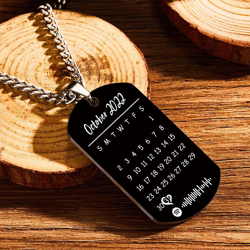 Custom Engraved Spotify Photo Necklace with Custom Calendar Perfect Halloween Gift for a Loved One