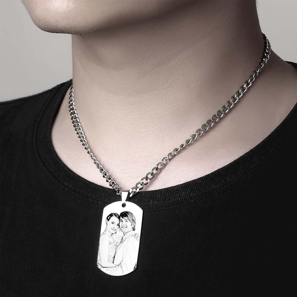 Men's Necklace Engraved Necklace Photo Music Code Necklace Optional Style Gifts for Him