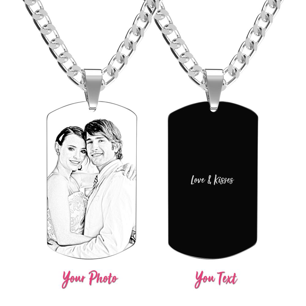 Men's Necklace Engraved Necklace Photo Music Code Necklace Optional Style Gifts for Him