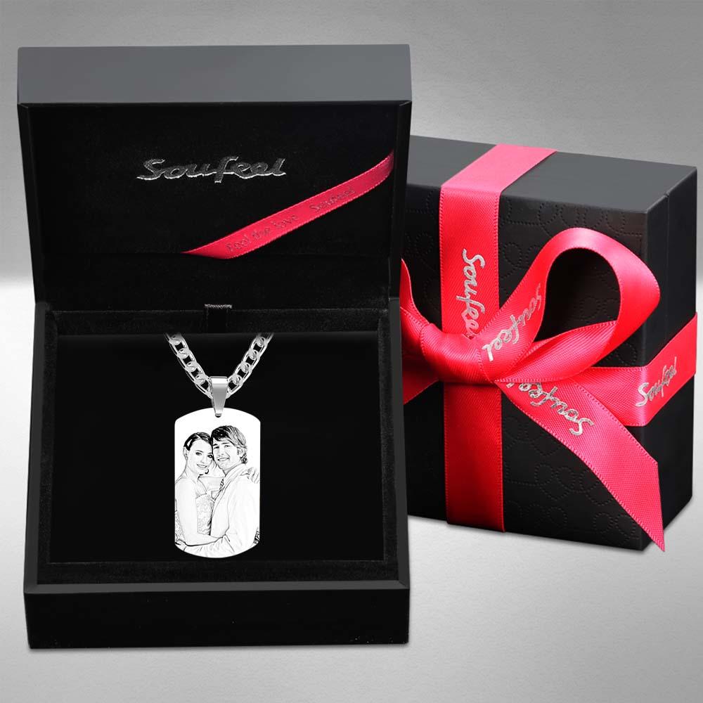 Men's Necklace Engraved Necklace Photo Music Code Necklace Optional Style Gifts for Him