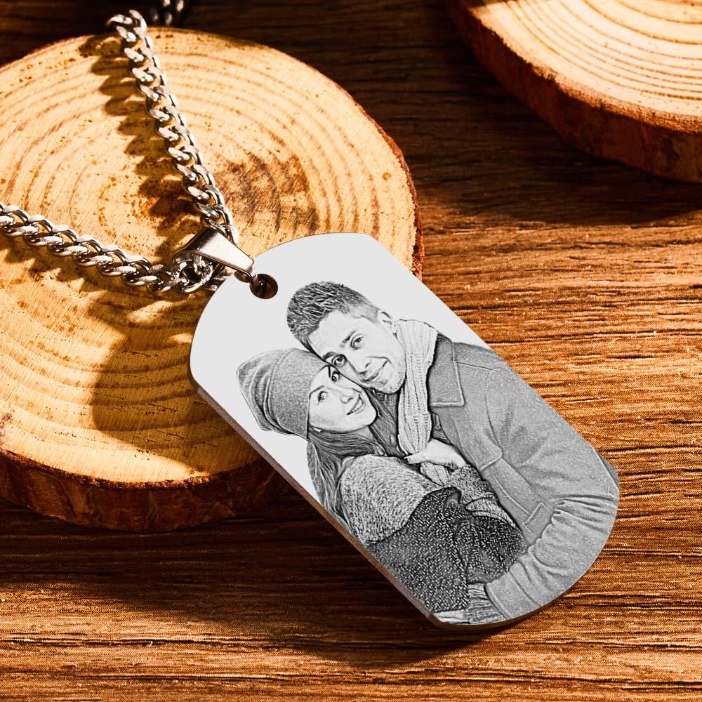 Men's Necklace Engraved Necklace Photo Music Code Necklace Optional Style Gifts for Him