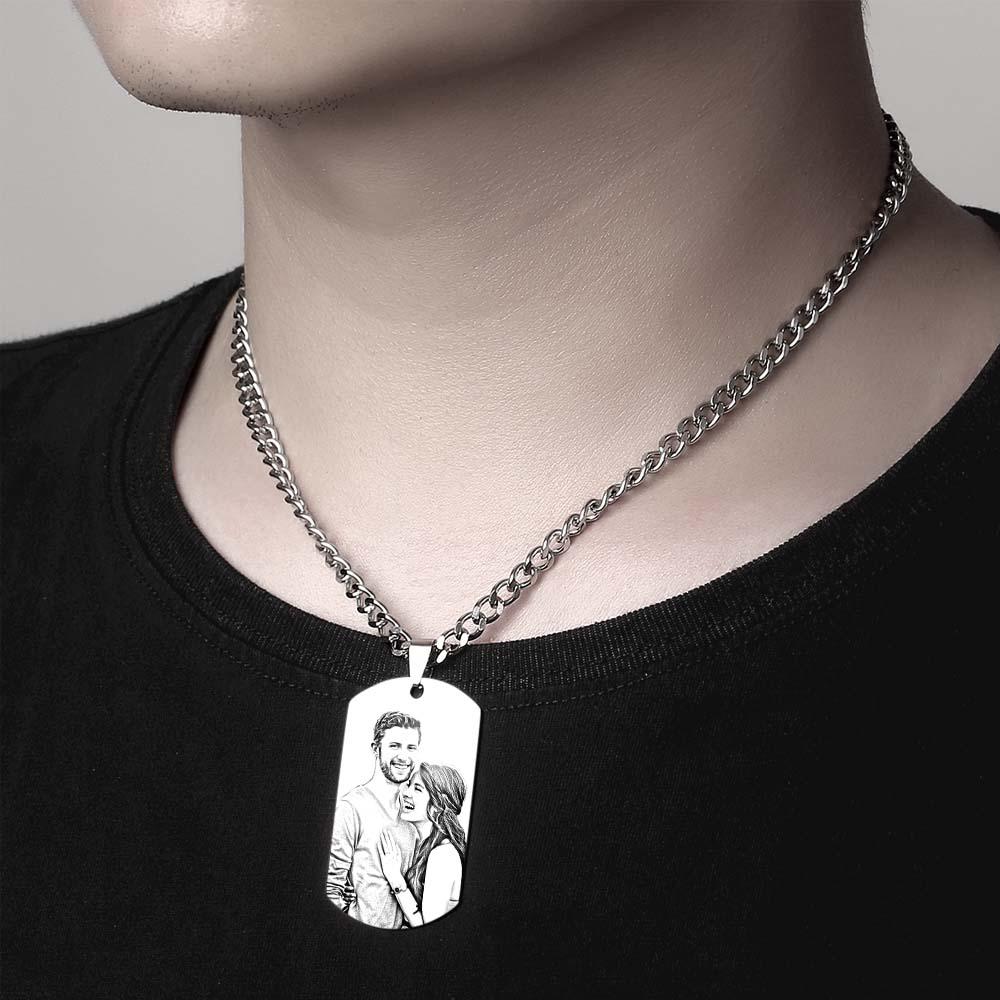 Men's Necklace Engraved Necklace Photo Necklace Optional Style Gifts for Him
