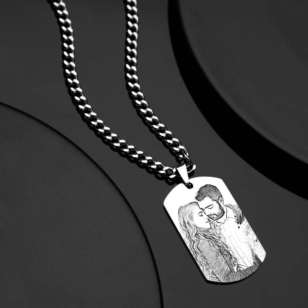 Men's Necklace Engraved Necklace Photo Music Code Necklace Optional Style Gifts for Him