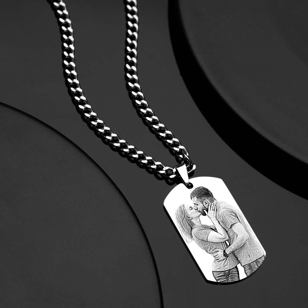 Men's Necklace Engraved Necklace Photo Necklace Optional Style Gifts for Him