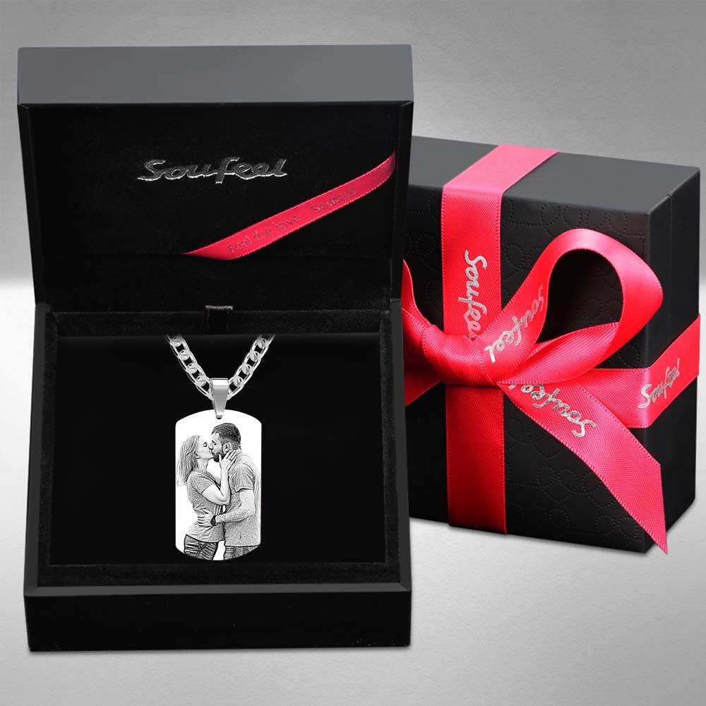 Men's Necklace Engraved Necklace Photo Necklace Optional Style Gifts for Him