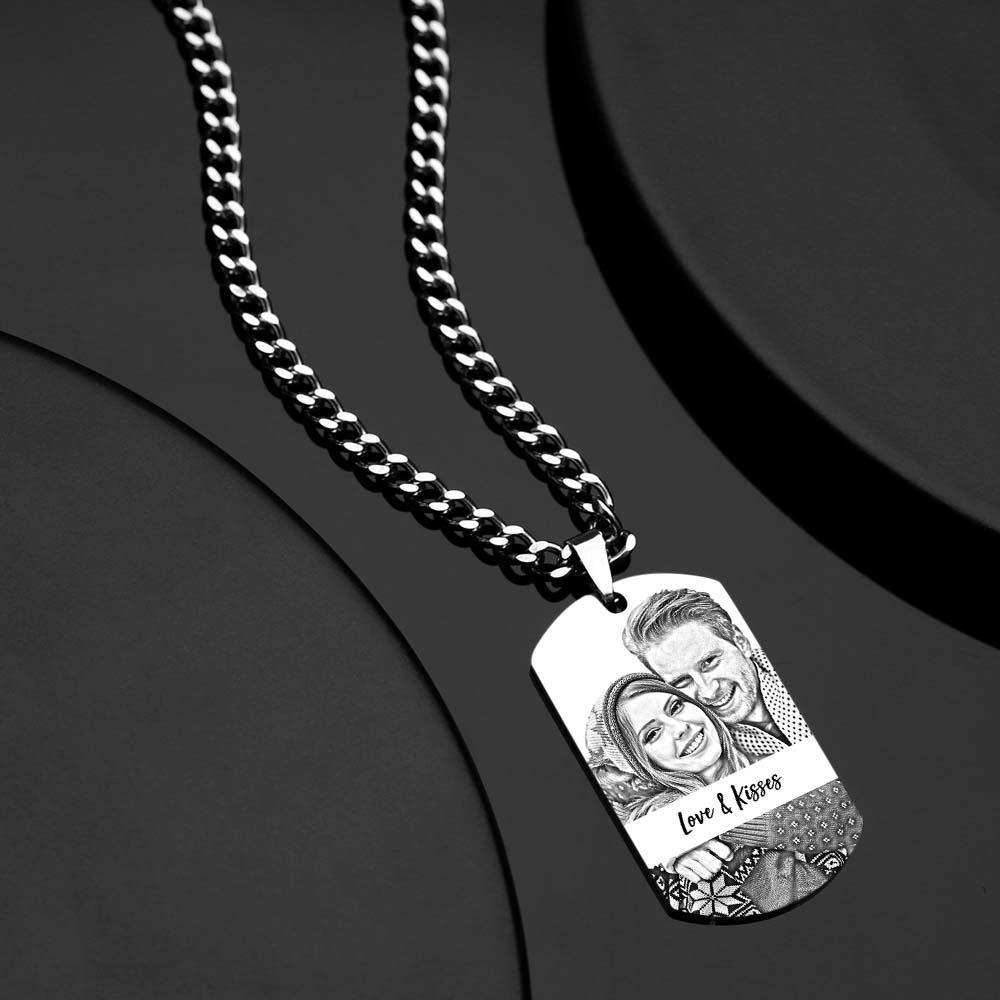 Men's Necklace Engraved Necklace Photo Necklace Optional Style Gifts for Him