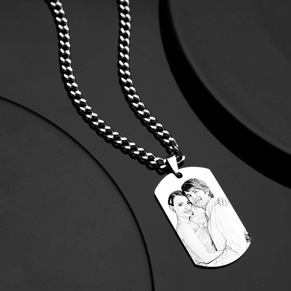 Men's Necklace Engraved Necklace Photo Necklace Optional Style Gifts for Him