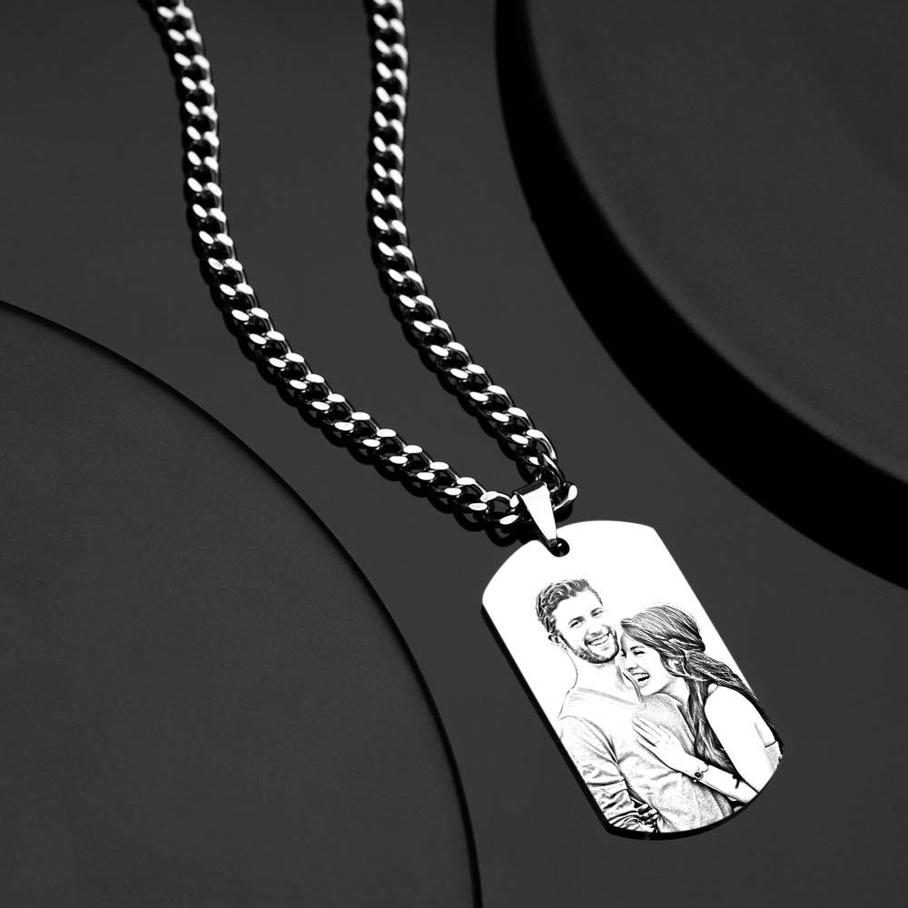 Men's Necklace Engraved Necklace Photo Music Code Necklace Optional Style Gifts for Him