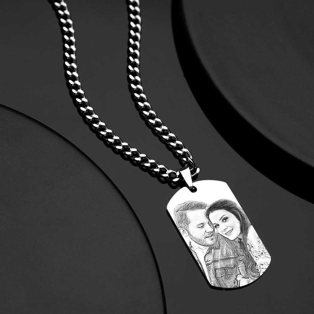 Men's Necklace Engraved Necklace Photo Necklace Optional Style Gifts for Him