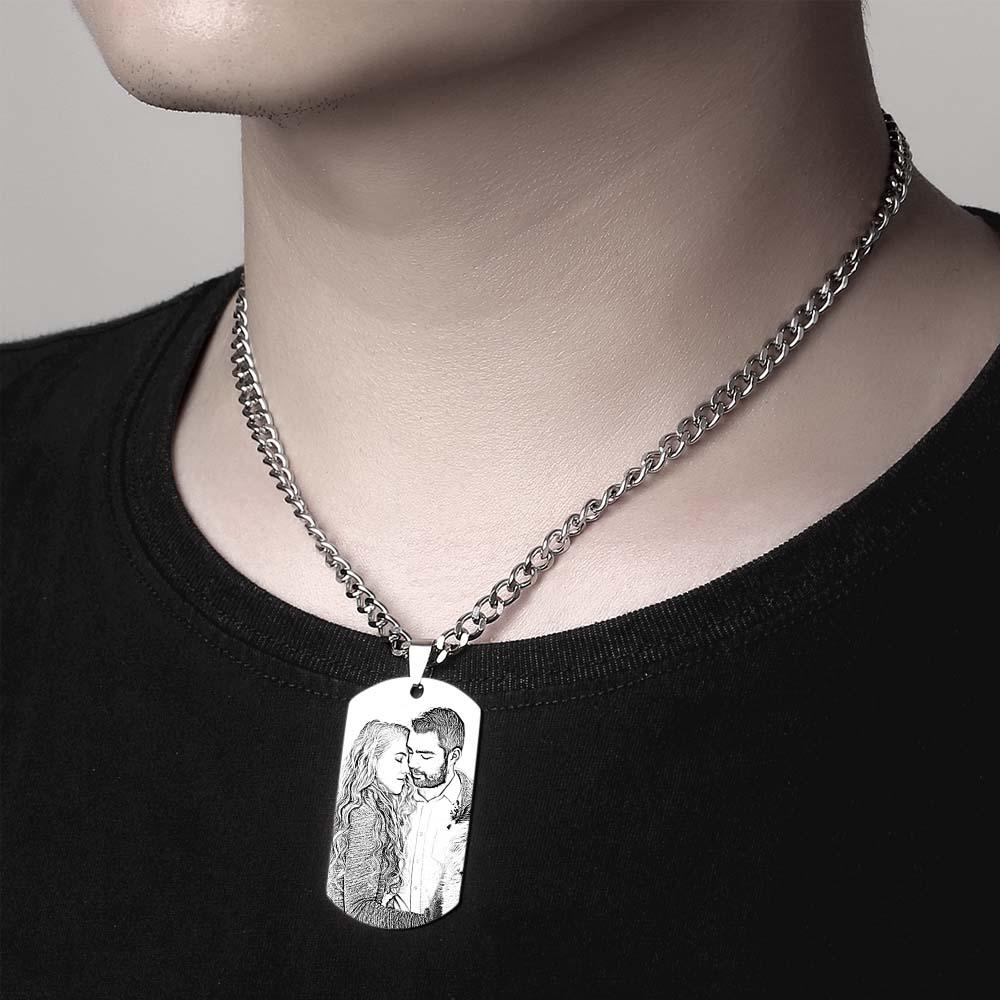 Men's Necklace Engraved Necklace Photo Necklace Optional Style Gifts for Him