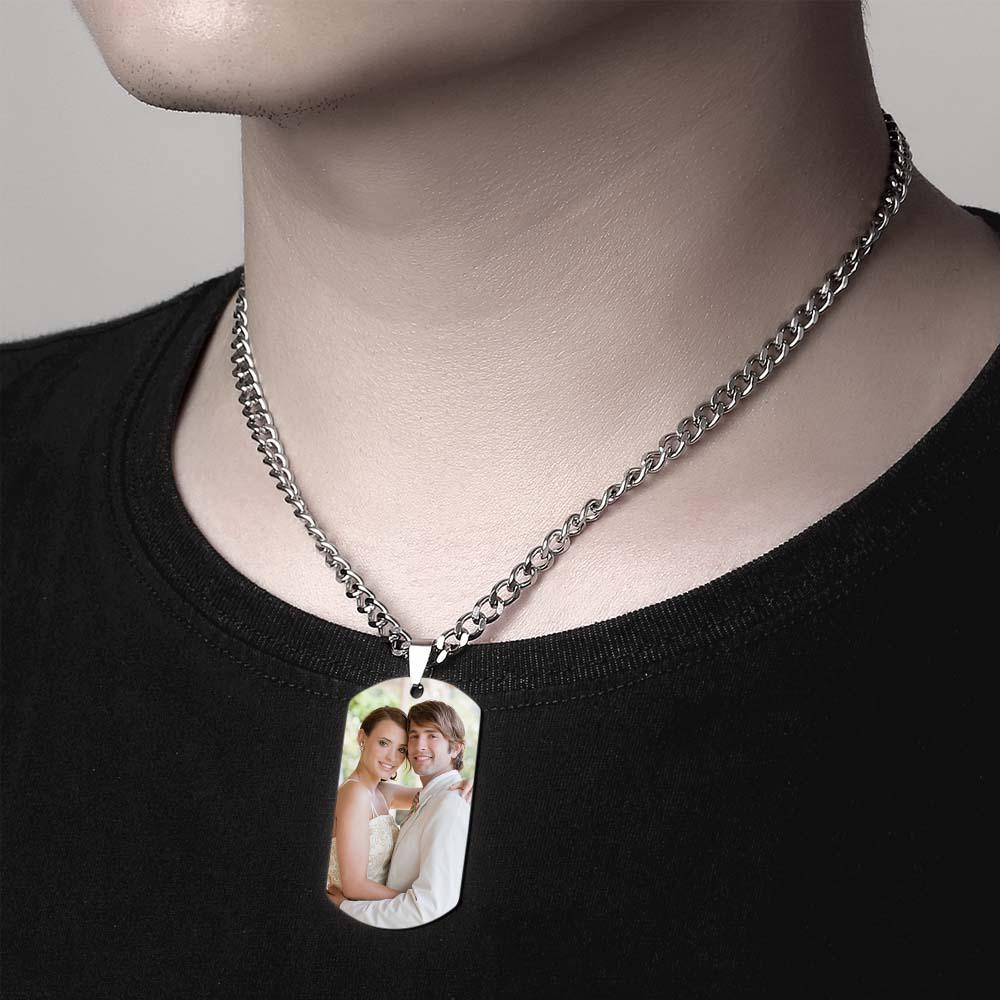 Men's Necklace Engraved Necklace Photo Music Code Necklace Optional Style Gifts for Him