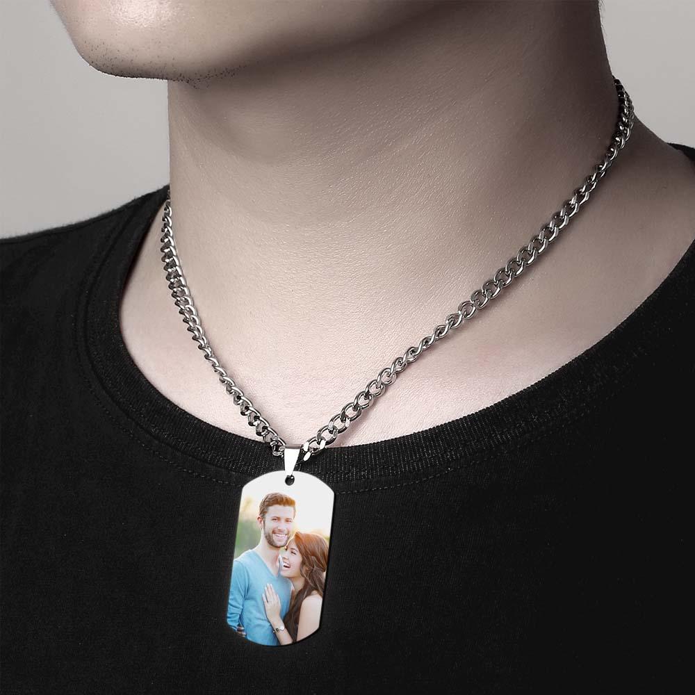 Men's Necklace Engraved Necklace Photo Music Code Necklace Optional Style Gifts for Him