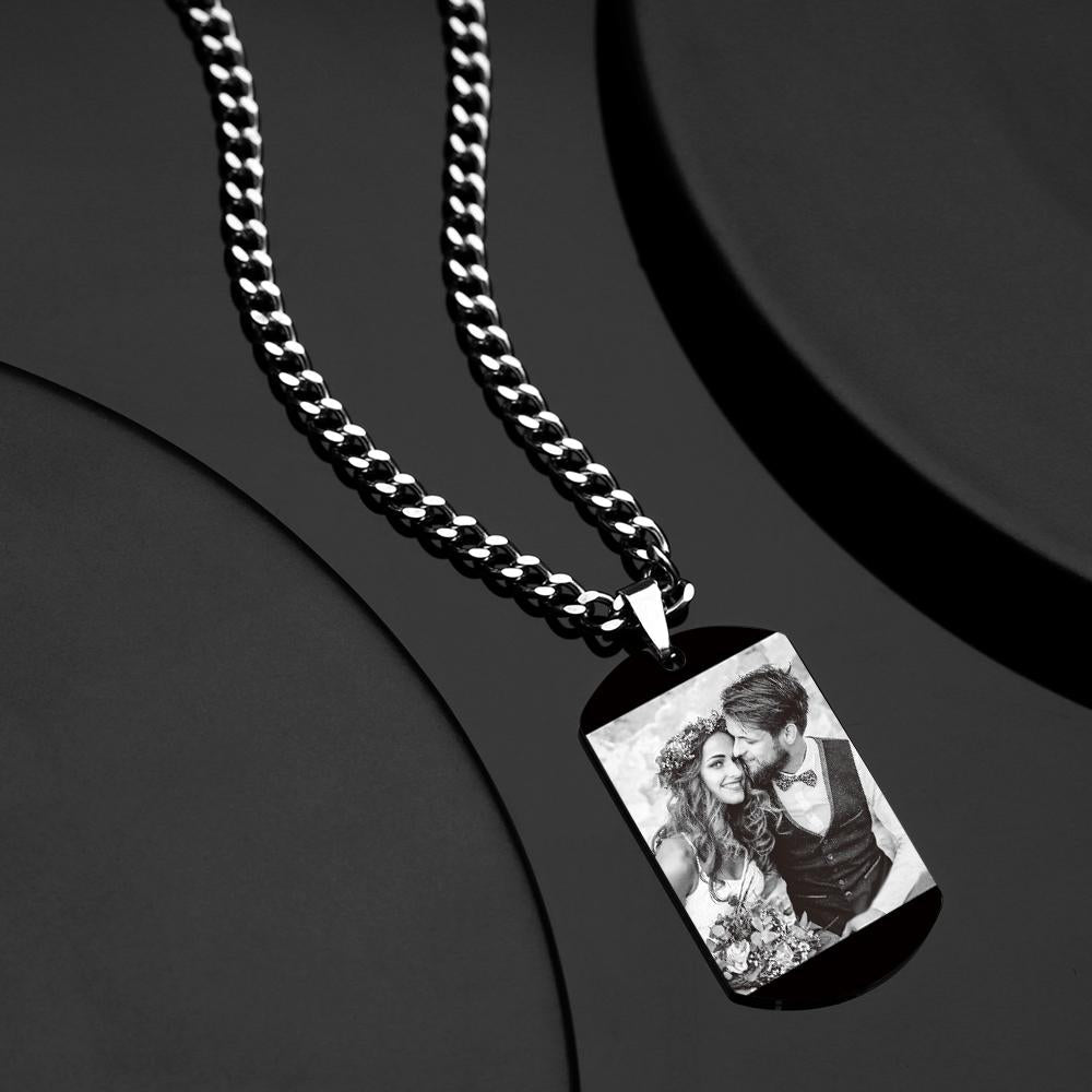 Custom Photo Necklace With Words Photo And Date Perfect Gift For Couple On Anniversary