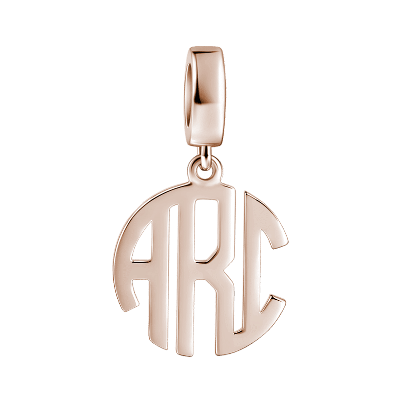Personalized Block Monogram Pendant Charm 14k Gold Plated Silver