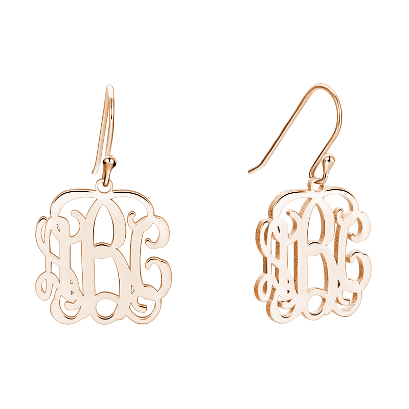 Monogram Earrings Rose Gold Plated Silver
