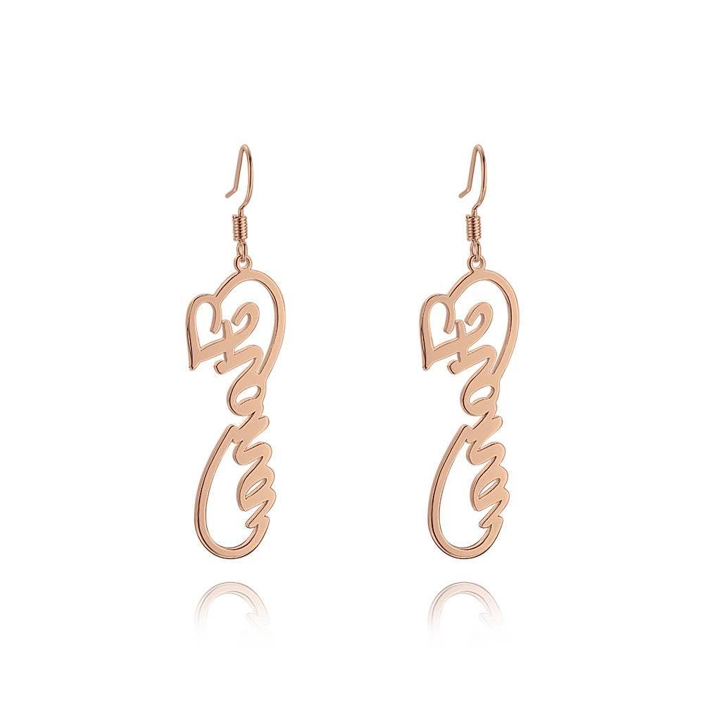 Name Earrings, Drop Earrings Rose Gold Plated Silver - Gift