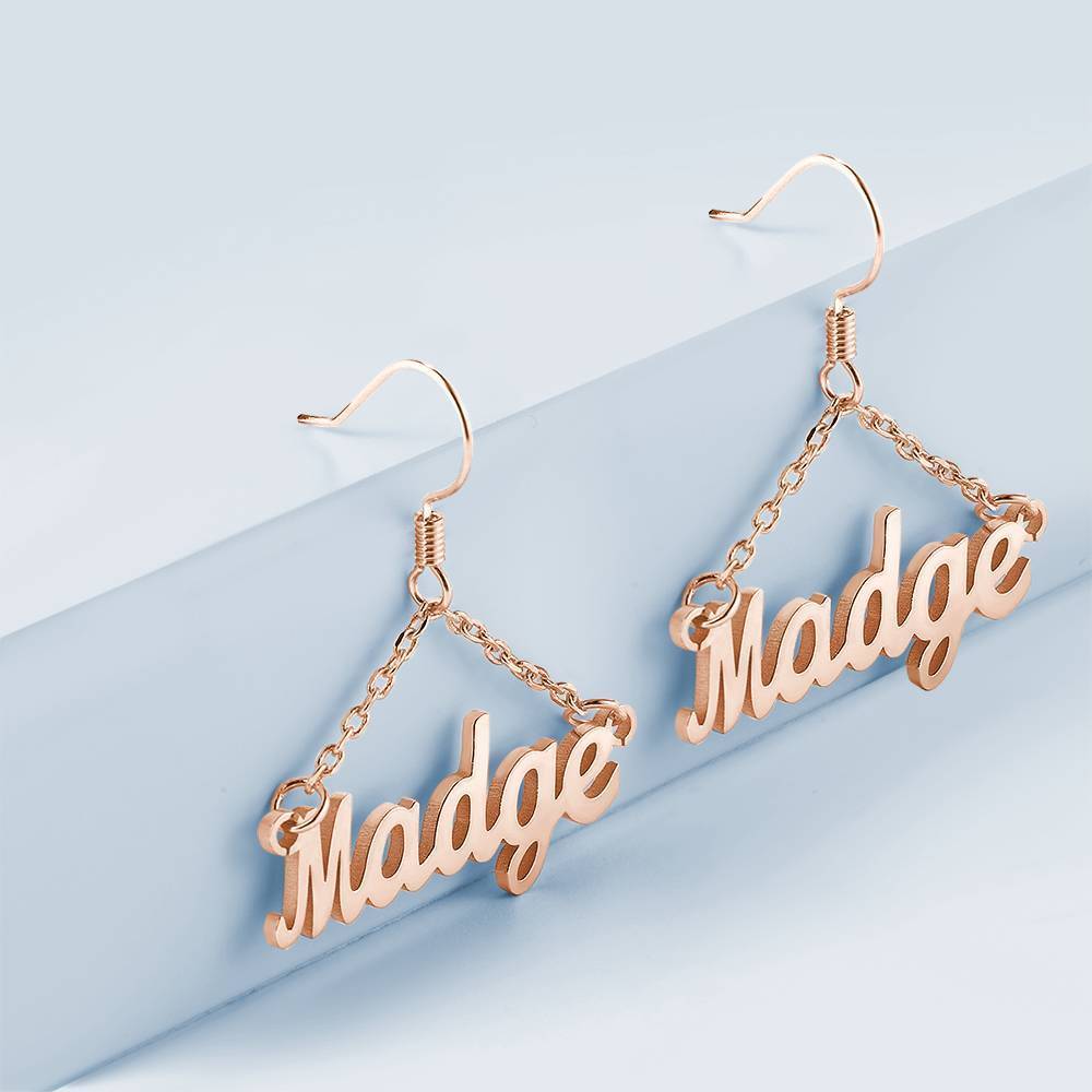 Custom Name Earrings Unique Gift Rose Gold Plated
