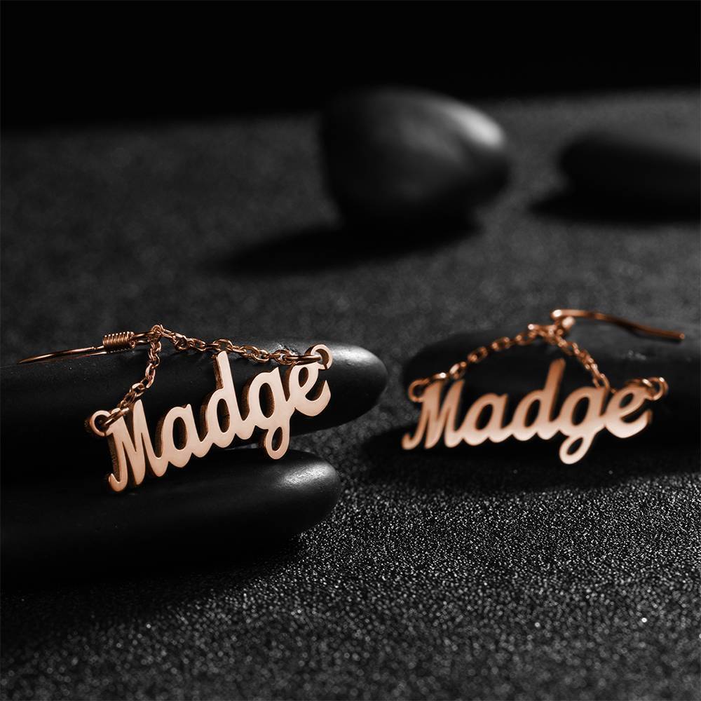 Custom Name Earrings Unique Gift Rose Gold Plated