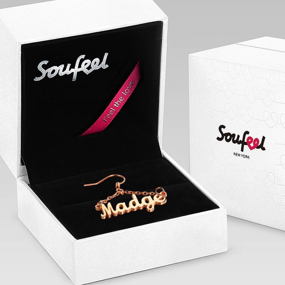 Custom Name Earrings Unique Gift Rose Gold Plated - Silver