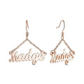 Custom Name Earrings Unique Gift Rose Gold Plated - Silver